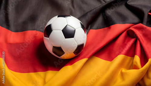 Football on German flag. EM European Championship 2024. Germany  win  winner celebration concept background illustration. 