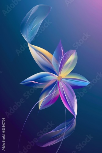 Blue and Yellow Flower on Blue Background