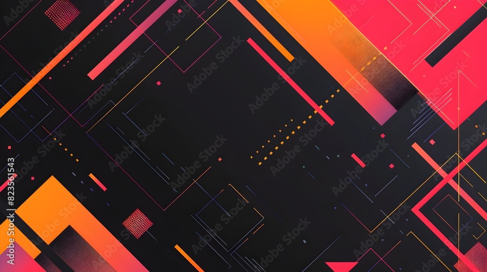 Striking Geometric Abstract Background with Vibrant Shapes and Copyspace Striking Geometric Abstract Background with Vibrant Shapes and Copyspace
