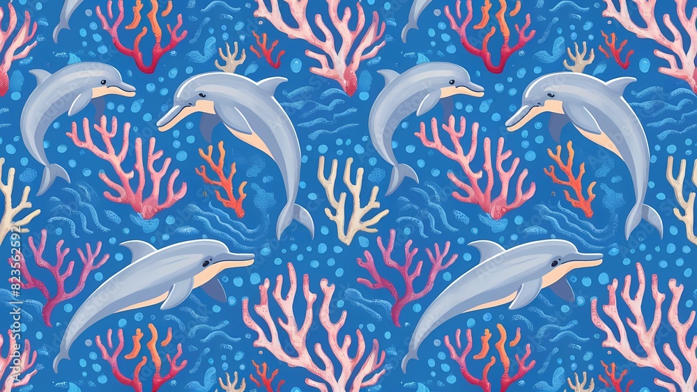 Pattern dolphin in sea background Pattern dolphin in sea background