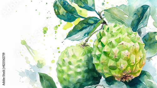 watercolor_Cherimoya_on_the_white_background photo