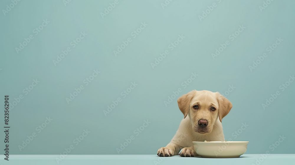 golden retriever puppy waitting pet food golden retriever puppy waitting pet food