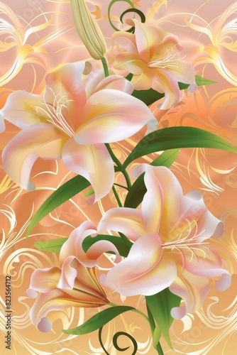 Delicate Floral Painting on Pink Background