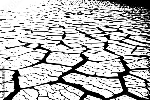 Close-up of dried, cracked earth in a drought-stricken area.