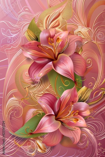 Pink Flower Painting on Pink Background
