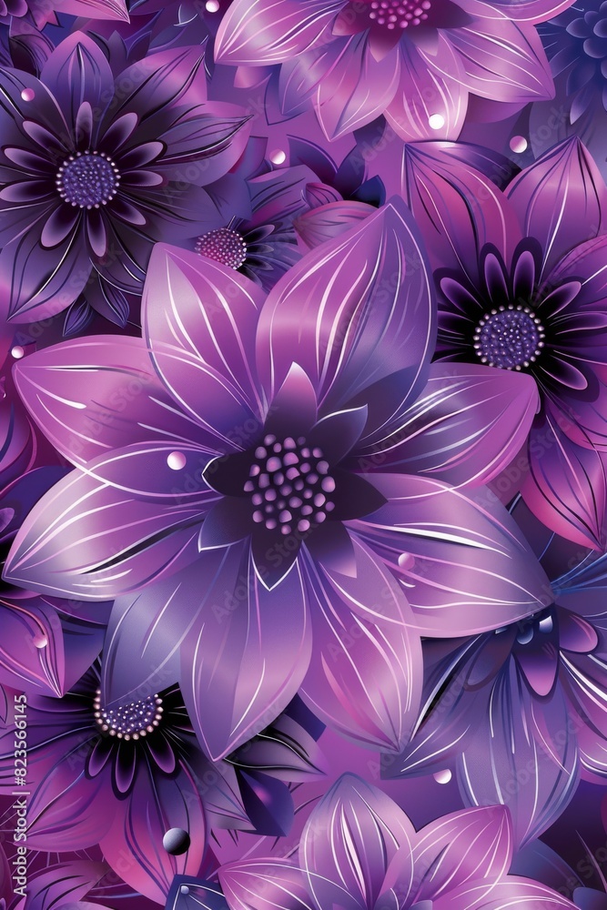 Bunch of Purple Flowers on Purple Background Bunch of Purple Flowers on Purple Background