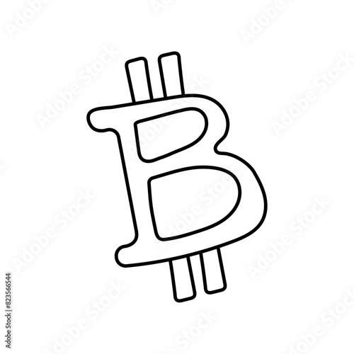 Crypto currency doodle. Vector Isolated on white background