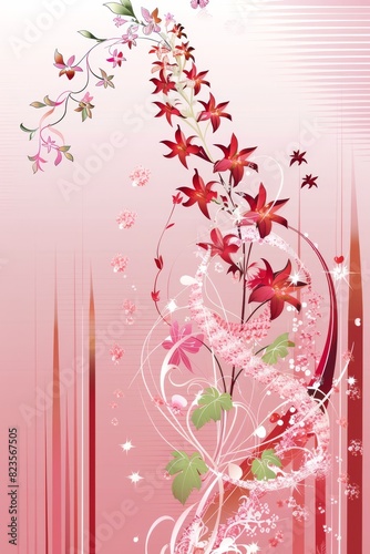 Pink Background With Flowers and Stars