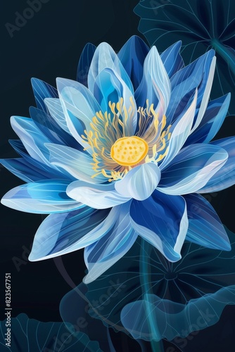 Blue Flower Painting on Black Background