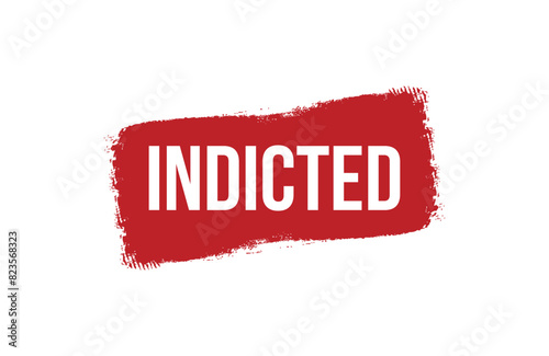 Brush style Indicted red banner design on white background.