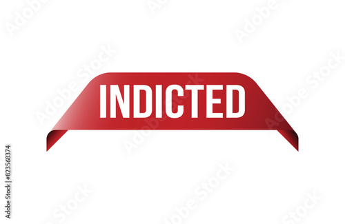 Red banner Indicted on white background.
