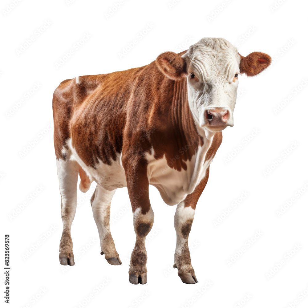 Hereford cow on the transparent background PNG. AI generative	
