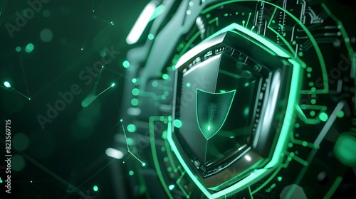 Powerful IT Security Protocol Promotion with Stalwart Titanium Clad Digital Shield and Sophisticated Color Scheme