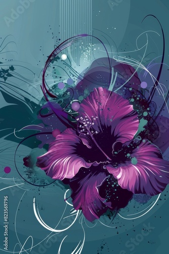 Purple Flower on Blue Background