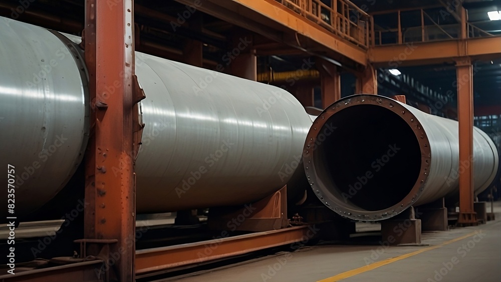 Large Iron Pipe in Steel and Metal Processing Industry Facility – Heavy Machinery and Industrial Equipment Large Iron Pipe in Steel and Metal Processing Industry Facility – Heavy Machinery and Industrial Equipment