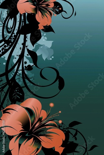 Elegant Flowers on Blue Background