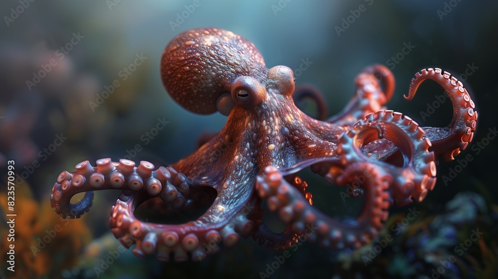 Obraz premium Explore the enigmatic world of octopuses, delving into their fascinating biology, behavior, and intelligence, and uncovering the mysteries that surround these elusive creatures of the deep