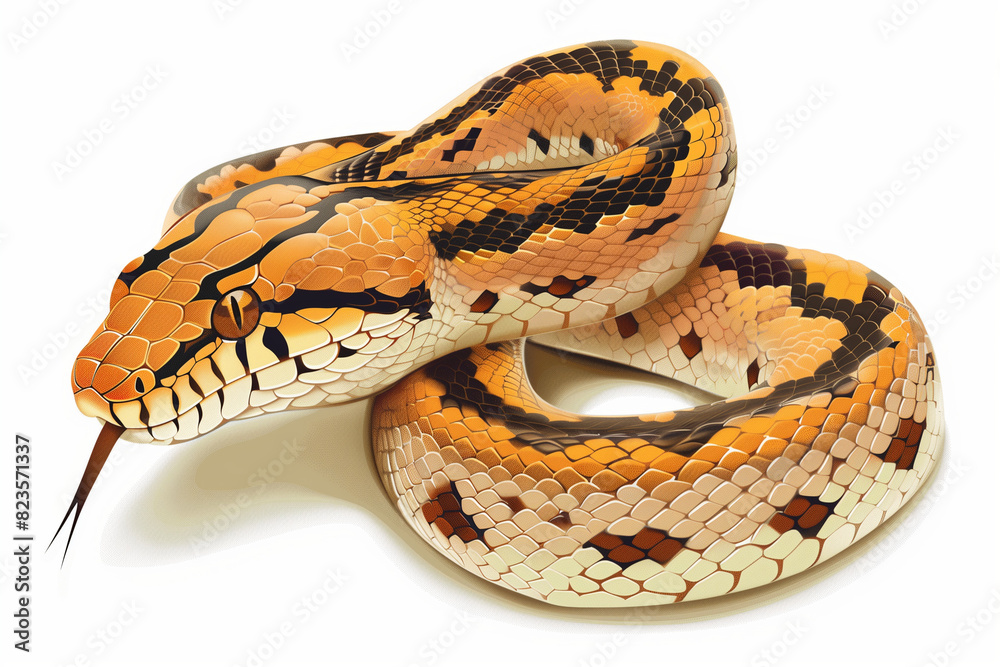 Obraz premium Snake with Orange Color: Full Body Vector Illustration of Serpent with Vibrant Hue