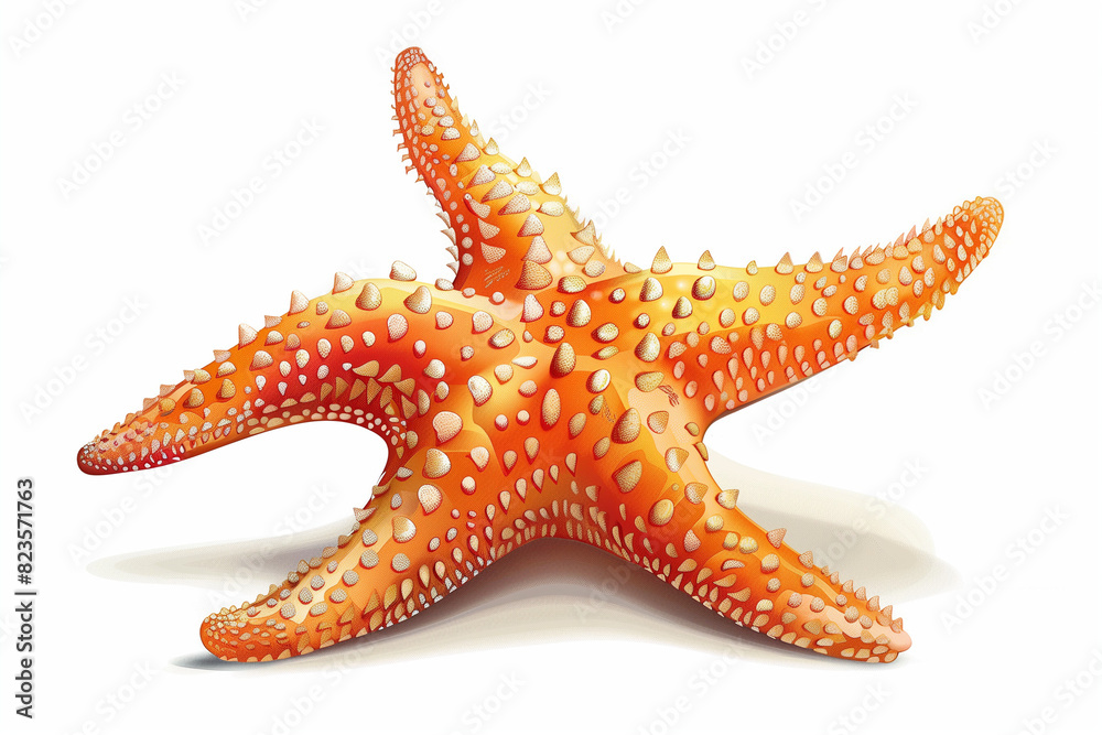 Starfish with Orange Spots: Full Body Vector Illustration of Sea Creature Starfish with Orange Spots: Full Body Vector Illustration of Sea Creature