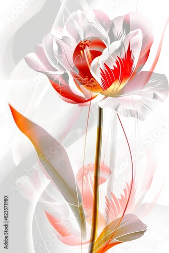 Two Red and White Flowers on a White Background