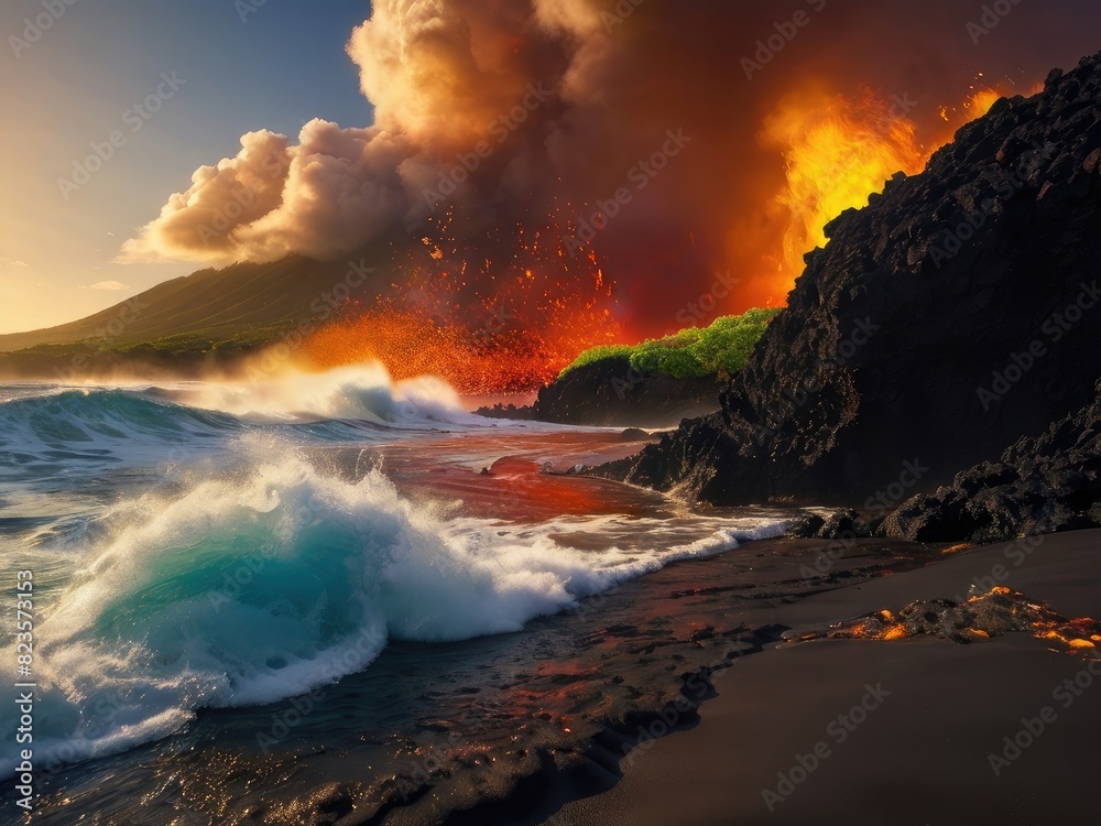 Fototapeta premium Nature's Wrath_A Volcanic Tsunami Engulfs Maui 2