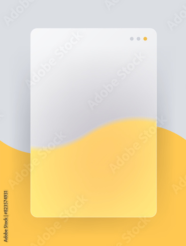 Glass morphism vertical blank browser window. Vector illustration