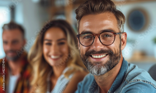 Smiling Young Couple Signing Mortgage Agreement with Real Estate Agent, Bright Office Setting, Financial Decision-Making Concept