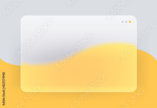 Glass morphism transparent horizontal blank browser window. Vector illustration