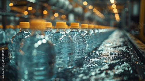 An overview of a steel production chain using plastic bottles of mining water photo