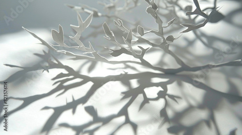 Delicate paper branches cast intricate shadows.