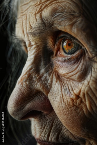 Close-Up of Elderly Person's Eye Capturing Deep Reflection and Wrinkles © dashtik