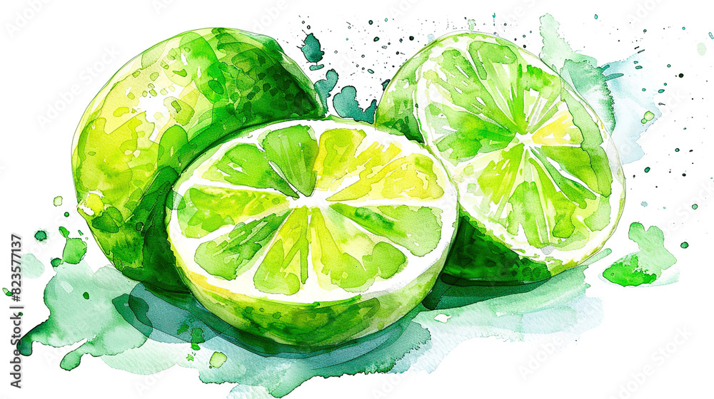 watercolor_lime_on_white_background watercolor_lime_on_white_background