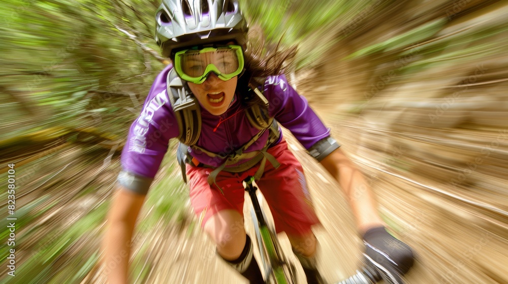 Chaos, fitness, and a man cycling for race, competition, or marathon training. Man cyclist practicing speed on a mountain hill in nature. Chaos, fitness, and a man cycling for race, competition, or marathon training. Man cyclist practicing speed on a mountain hill in nature.