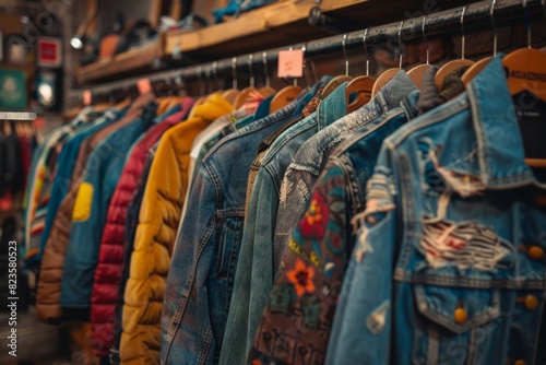 Used clothes in a second-hand boutique