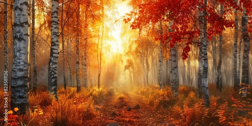 Warm forest landscape in autumn