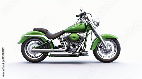 Stylish green cross motorcycle on white background