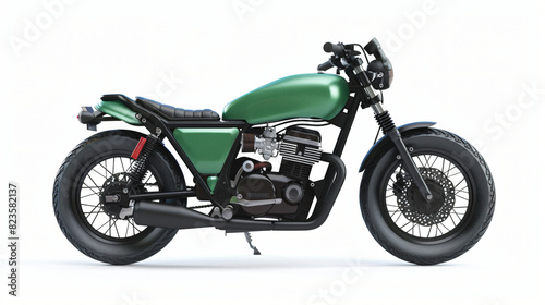 Stylish green cross motorcycle on white background