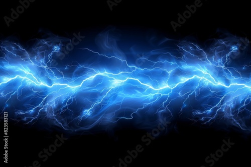 Blue Lightning on a Black Background