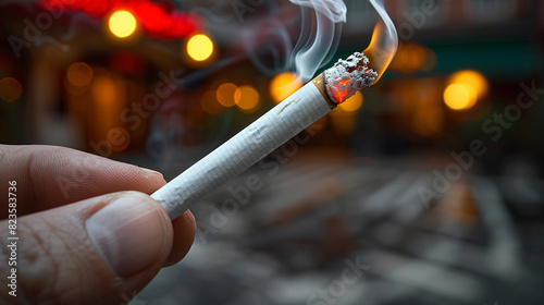 smoking cigarette in the ashtray photo