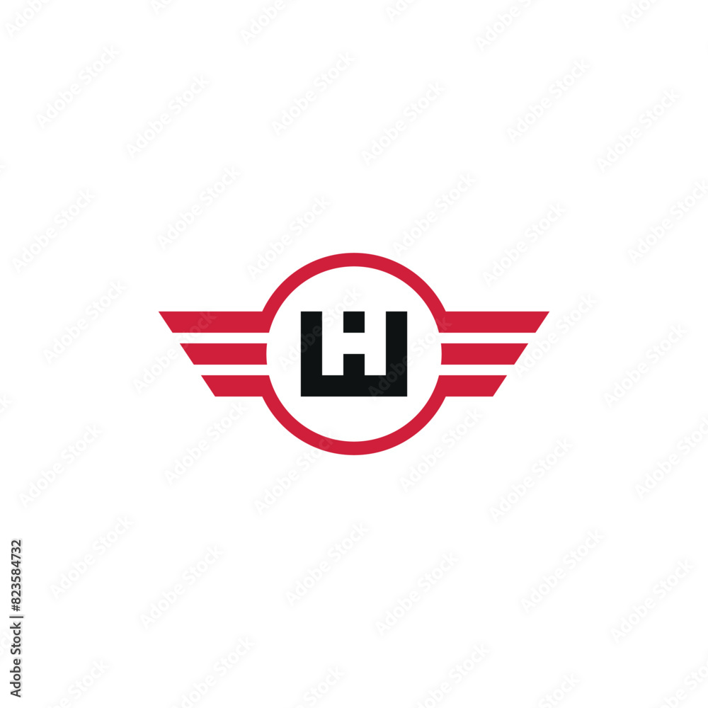 Fototapeta premium letter H wings simple sleek creative geometric modern logo design