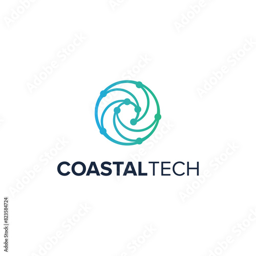 coastal tech simple sleek creative geometric modern logo design
