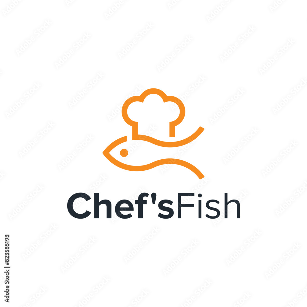chef fish simple sleek creative geometric modern logo design chef fish simple sleek creative geometric modern logo design