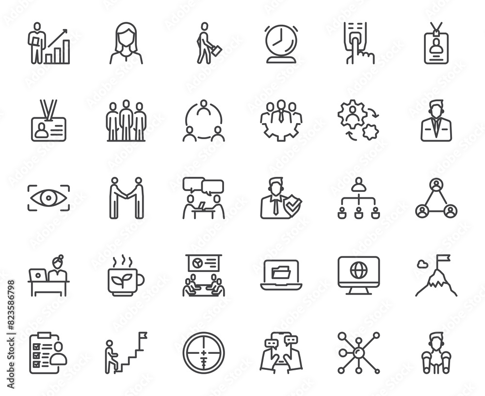 Employee outline icon set