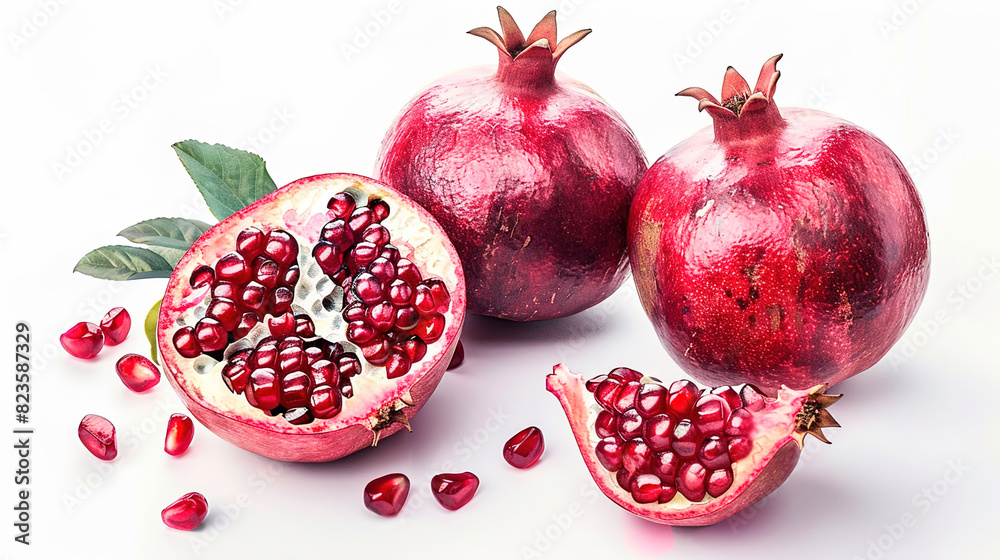 watercolor_pommegranate_on_the_white_background watercolor_pommegranate_on_the_white_background