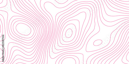 Topographic map and landscape terrain texture grid. Abstract lines background. Contour maps. Vector illustration. pink and white topographic contours lines of mountains.