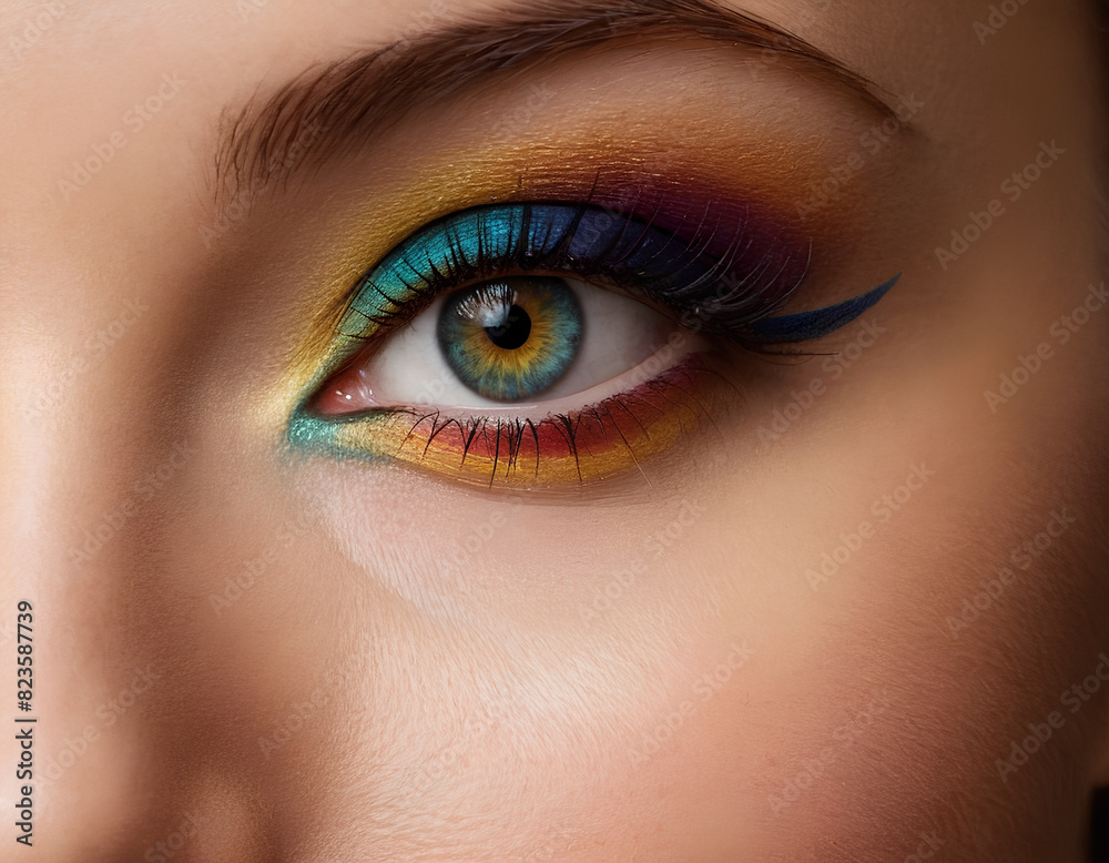 Beautiful girl's eyes wearing contact lens and makeup Beautiful girl's eyes wearing contact lens and makeup