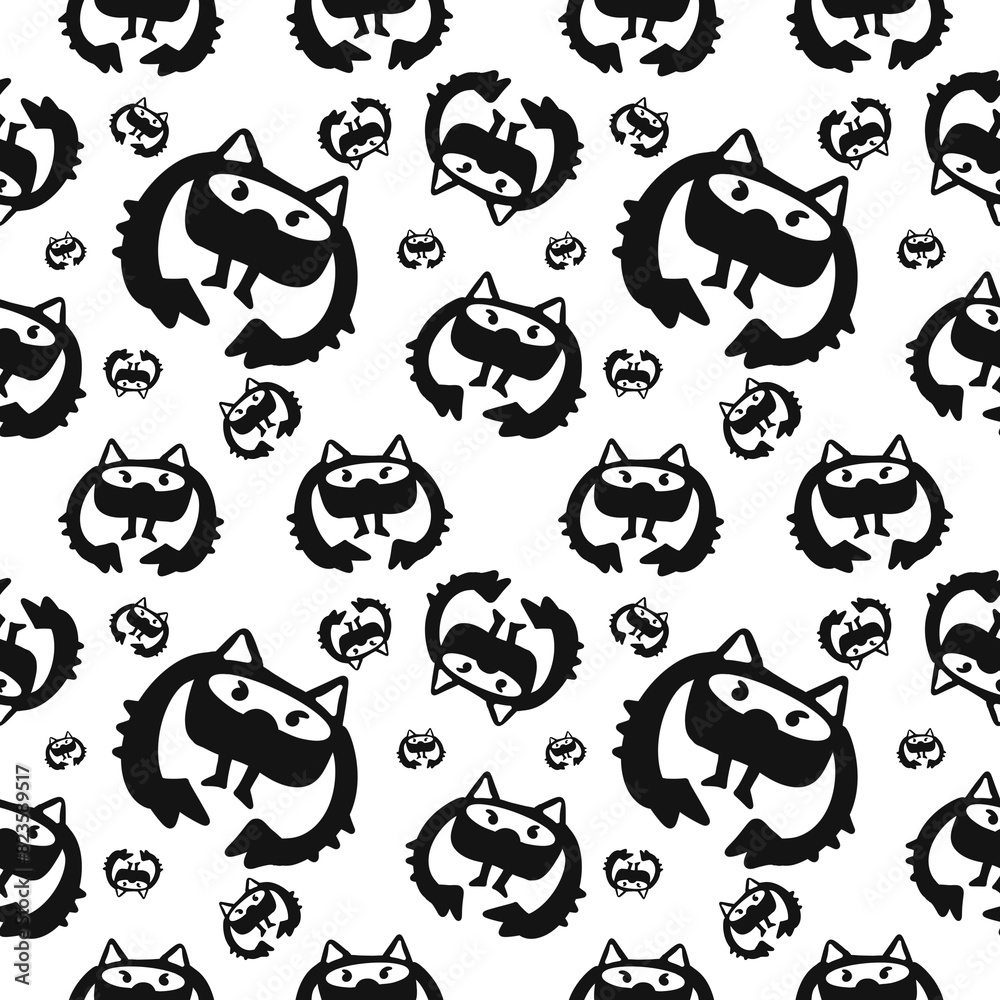 Obraz premium seamless pattern monster doodle art