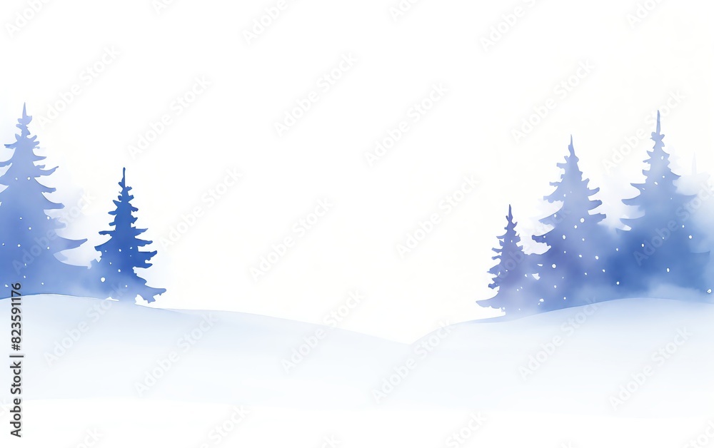 Obraz premium Winter landscape with snowy trees and a serene ambiance, perfect for holiday cards, banners, and seasonal designs.