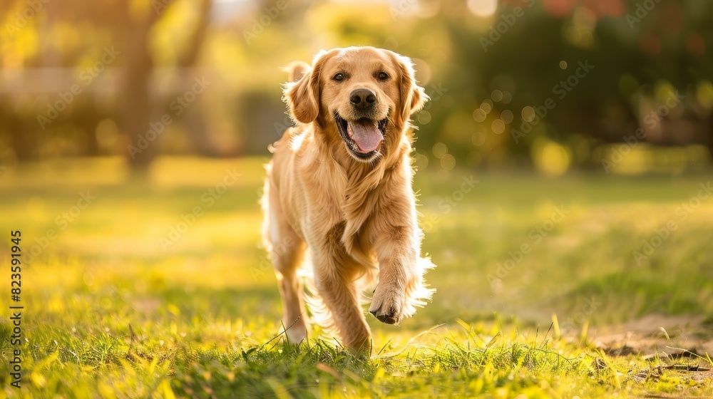 Happy dog running off-leash in a spacious community park
