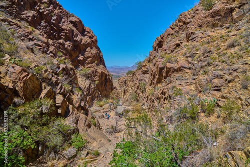 Tourist at The Window at Big Bend National Park Texas. photo